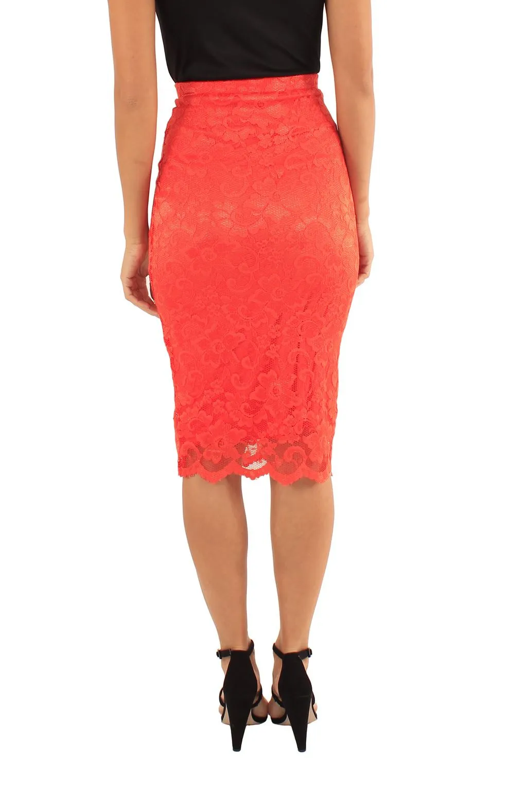 Womens Floral Lace Pencil Skirt  - UK 8