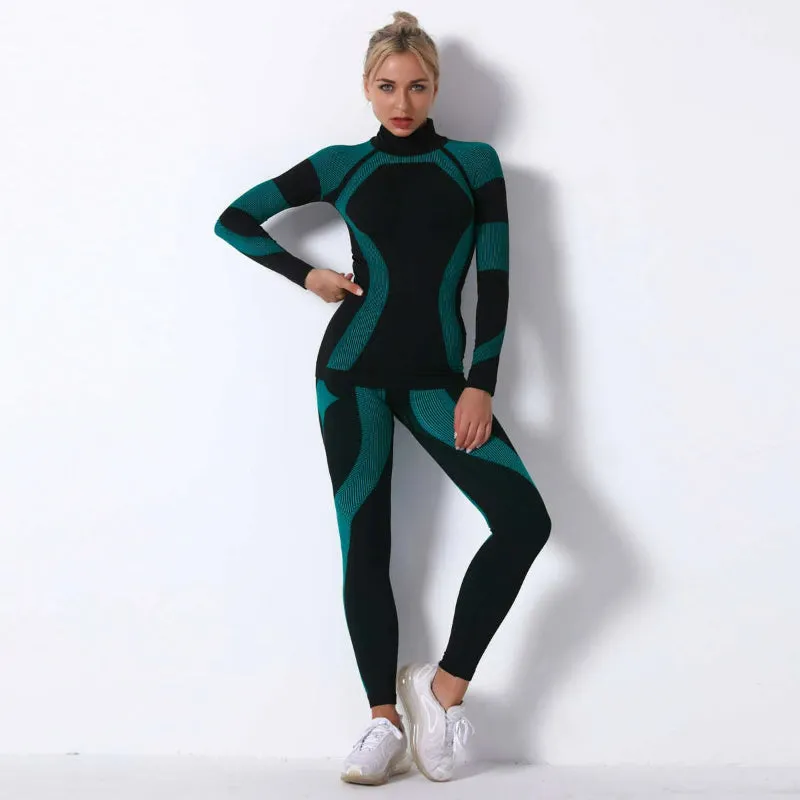 Women's Multicolor Thermal Skiing Underwear Set