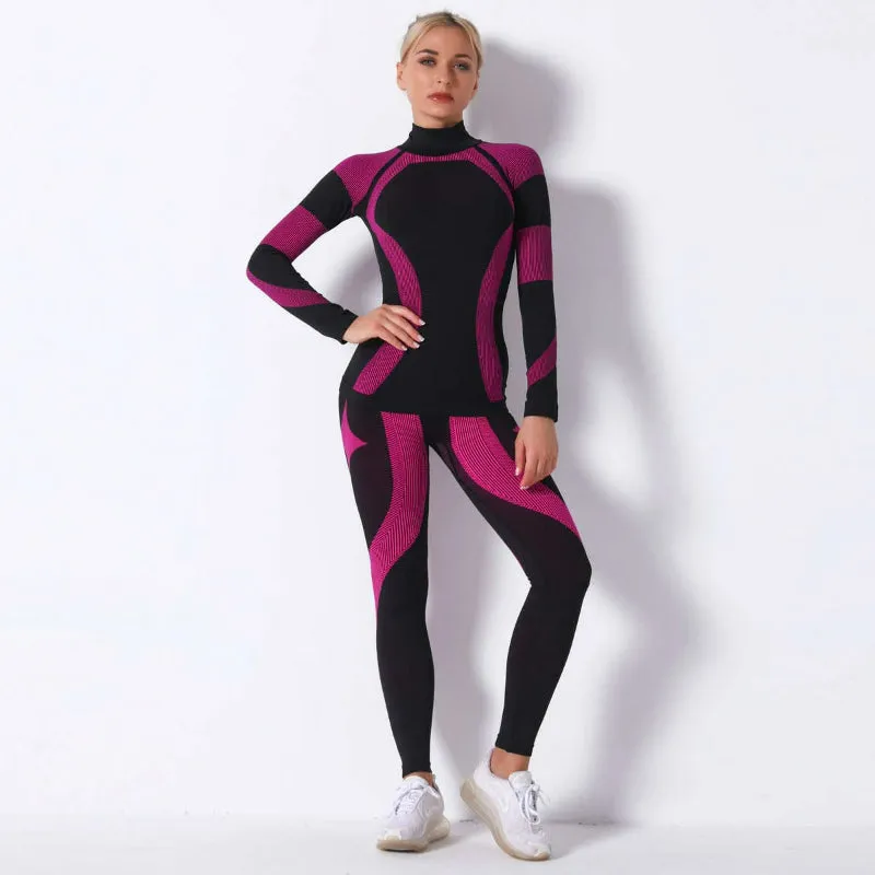 Women's Multicolor Thermal Skiing Underwear Set