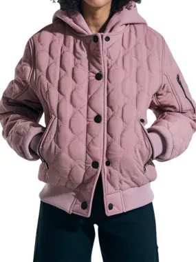 Women’s Quilted Pink Hoodie Jacket