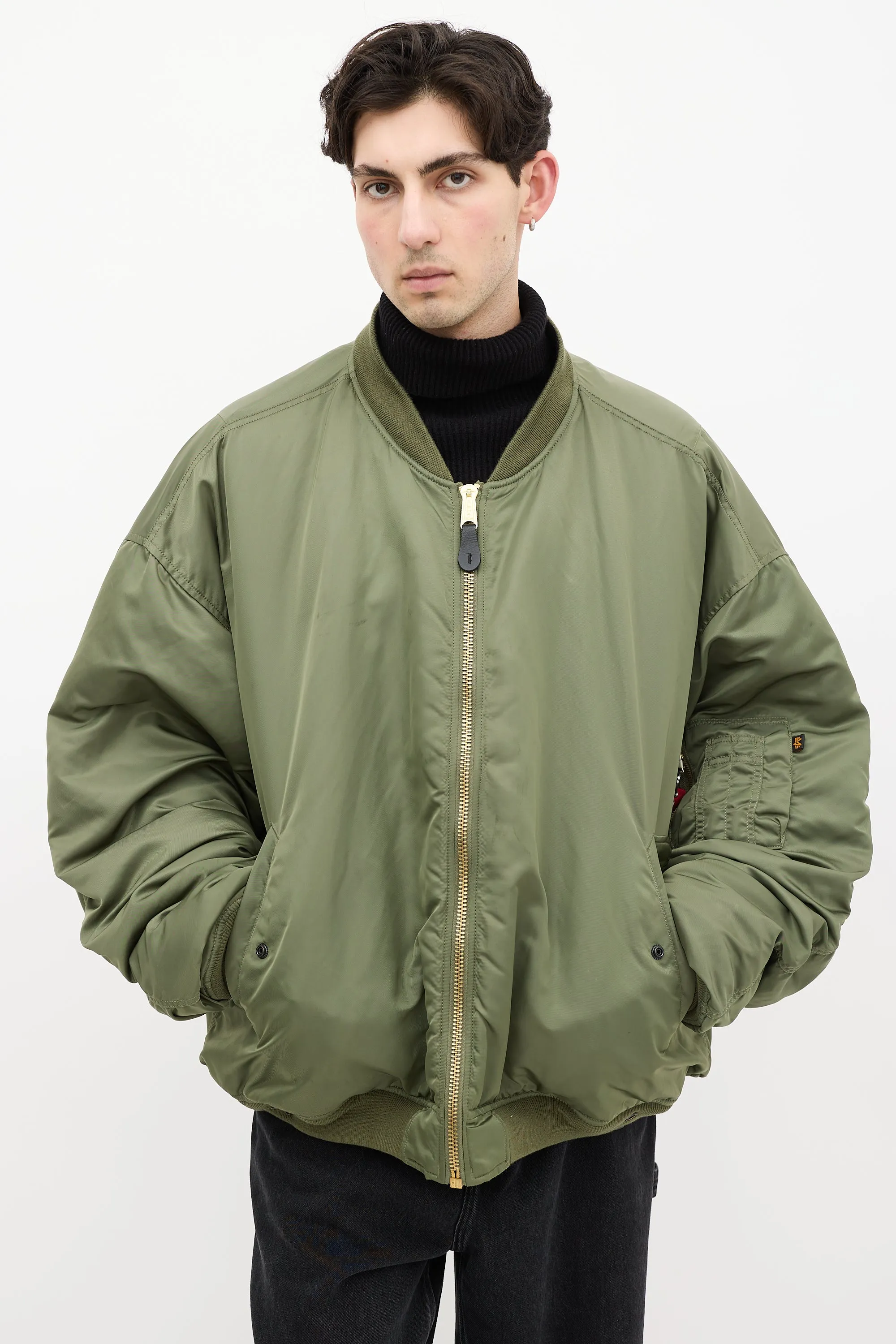 X Alpha Industries Fall 2017 Green & Black Reversible Bomber Jacket