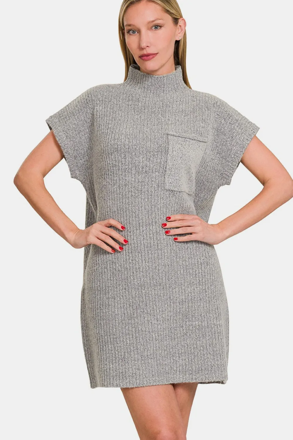 Zenana Short Sleeve Sweater Mini Dress